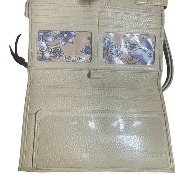 Brighton ALM Lutece Organizer Leather Croc Embossed Crossbody Purse Beige/Cream - Picture 5 of 14